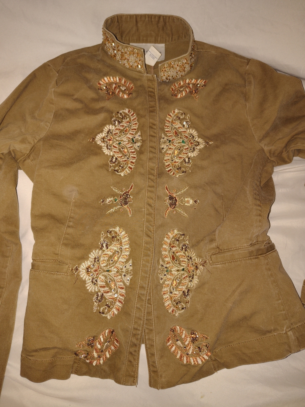 Ladies Size 10 Boho Western Riding Style Embroidered Beaded Blazer